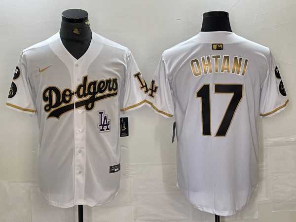 Men's Los Angeles Dodgers #17 Shohei Ohtani White Gold Fashion Stitched Cool Base Limited Jersey,We sell and wholesale Men's Los Angeles Dodgers #17 Shohei Ohtani White Gold Fashion Stitched Cool Base Limited Jersey on line form chian!
